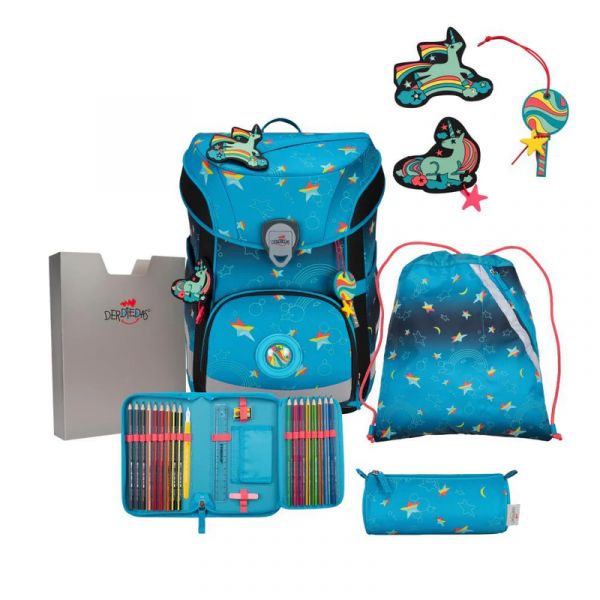 Schulranzen-Set DerDieDas ErgoFlex EASY LED "Rainbow Star", 5-tlg