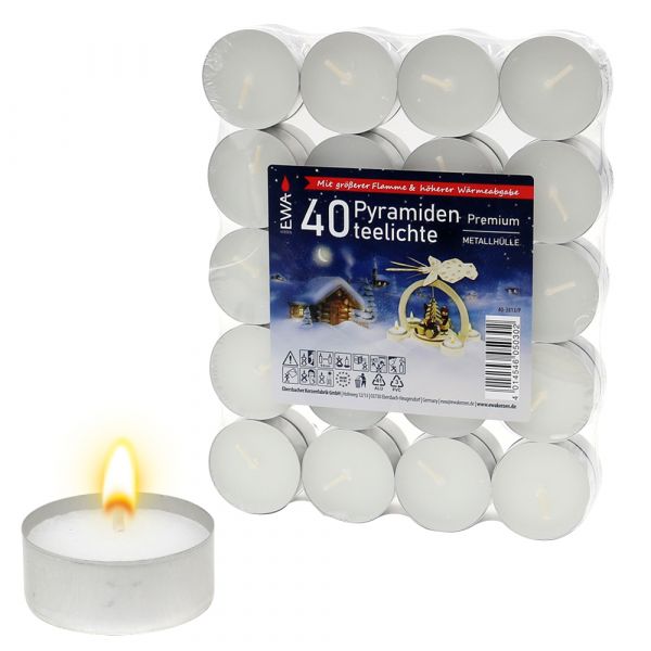 SIGRO 40er-Set Pyramiden-Teelichte "Spezial" für Teelichtpyramiden