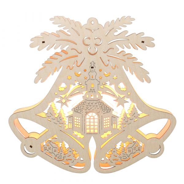 SIGRO Holz Fensterbild "Doppelglocke/Kirche" (Laserholz)
