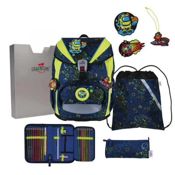 Schulranzen-Set DerDieDas ErgoFlex LIGHT "Neon Crazy", 5-tlg