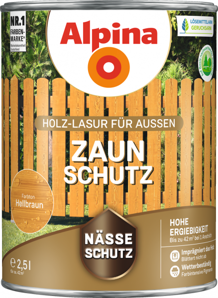 Alpina Zaunschutz "Hellbraun", Holz-Lasur für Außen, 4 L