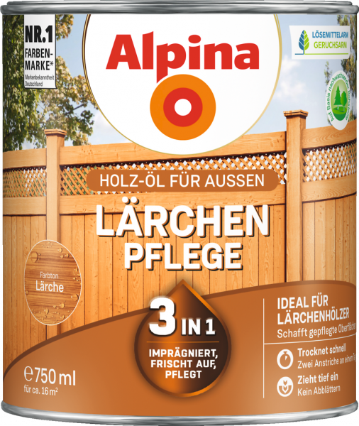 Alpina Lärchen-Pflege, Holz-Öl für Außen, 750 ml
