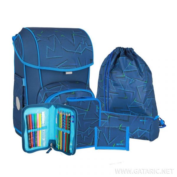 Schulrucksack Spirit - Cosmo Collection, Blue Fussball, 6 tlg.