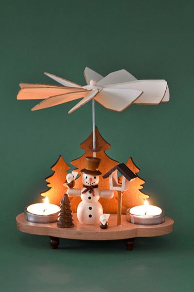 Heinz Pyramide "Schneemann mit Vogelhaus", 2-flg., natur/braun